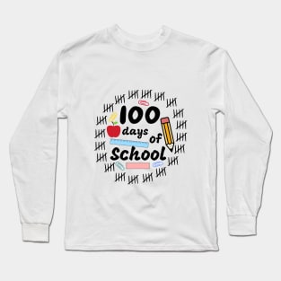 Stationery 100 days of School Kids t-shirt Design Long Sleeve T-Shirt